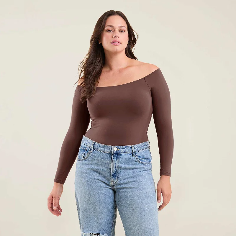 Off The Shoulder Bodysuit | Coffee