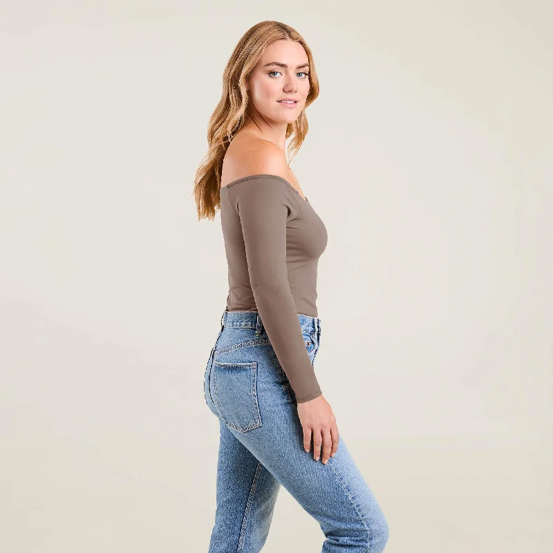 Off The Shoulder Bodysuit | Mocha