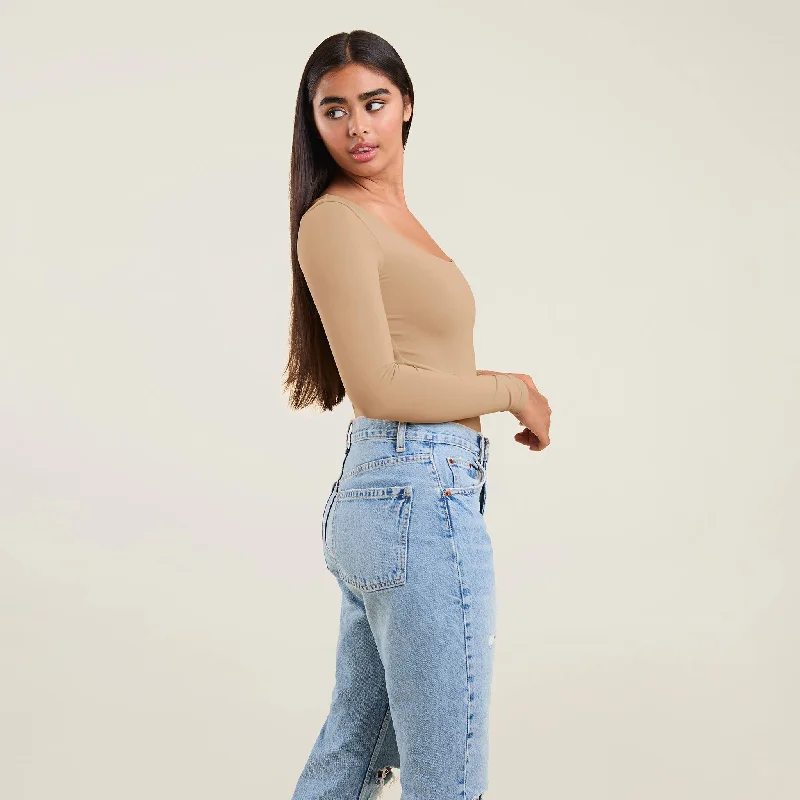 Square Neck Bodysuit | Oat